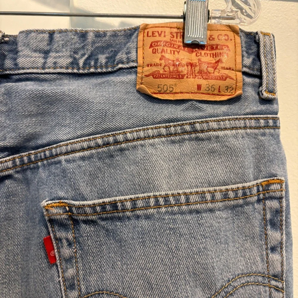 Y2K Levi's 505 Regular Fit Jeans Mens 36x32 Light Wash Straight‎ Leg 100% Cotton